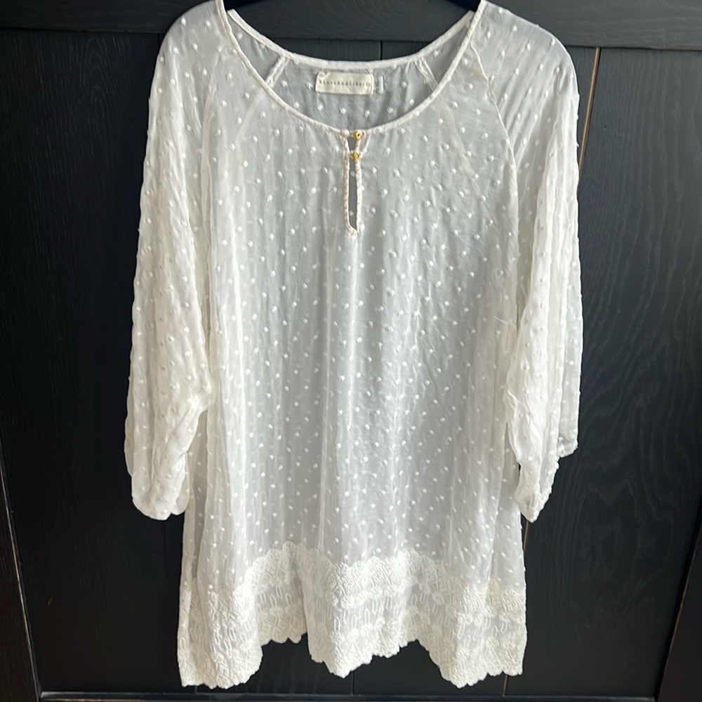 4 Love And Liberty 3/4 Sleeve Silk Tunic